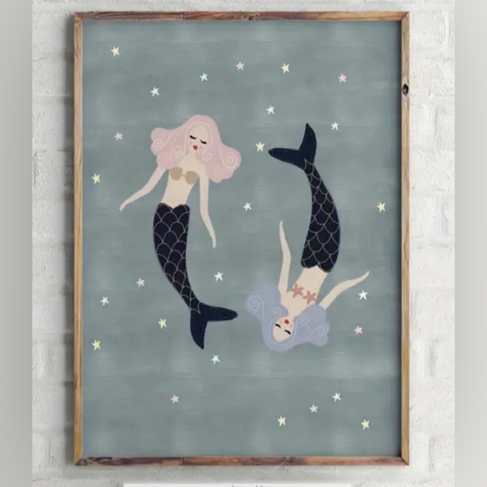 NEW - Textured Whimsical Mermaid Wall Art for Nursery Playroom Kid's Bathroom